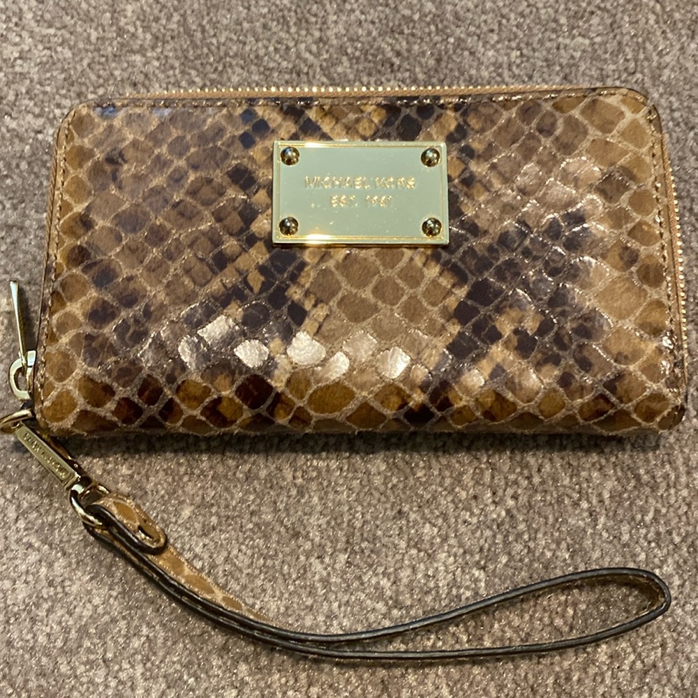 Michael Kors wristlet, snake print, never used